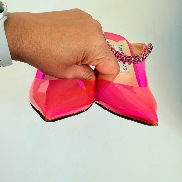 JIMMY CHOO Hot Pink Plexi Crystal Bing 100mm pointed toe pumps EU 39 - Picture 11 of 12
